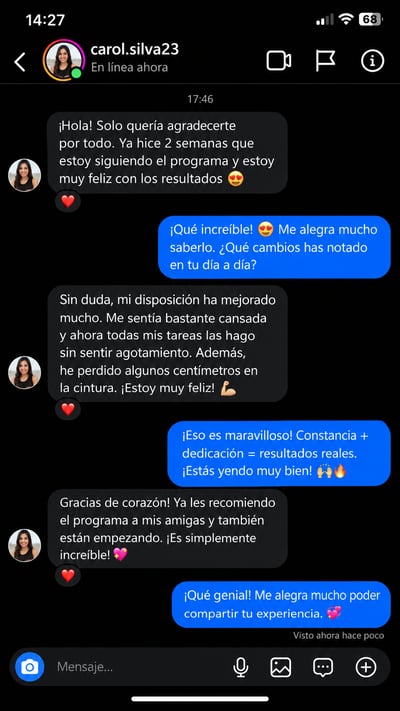 Conversación con carol.silva23 sobre 2 semanas de programa