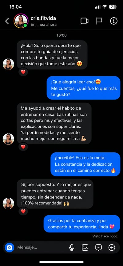 Conversación con cris.fitvida sobre la guía de ejercicios con bandas